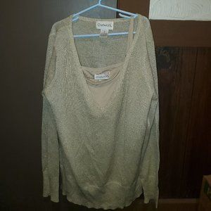 Chadwick Gold Light Sweater with Nude Tank Top - Medium Size